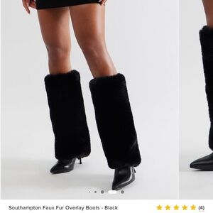 Fashion Nova Black Faux Fur Heeled Boots